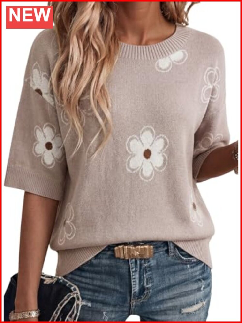 Womens Cotton Knit Short Sleeve Oversized Tunic Sweater Top